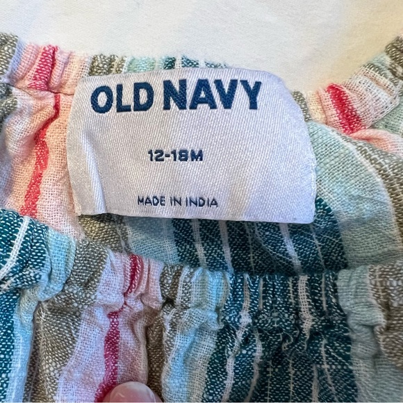 OLD NAVY 2 piece striped linen top & skirt, multi colored, 12-18m - Picture 7 of 8